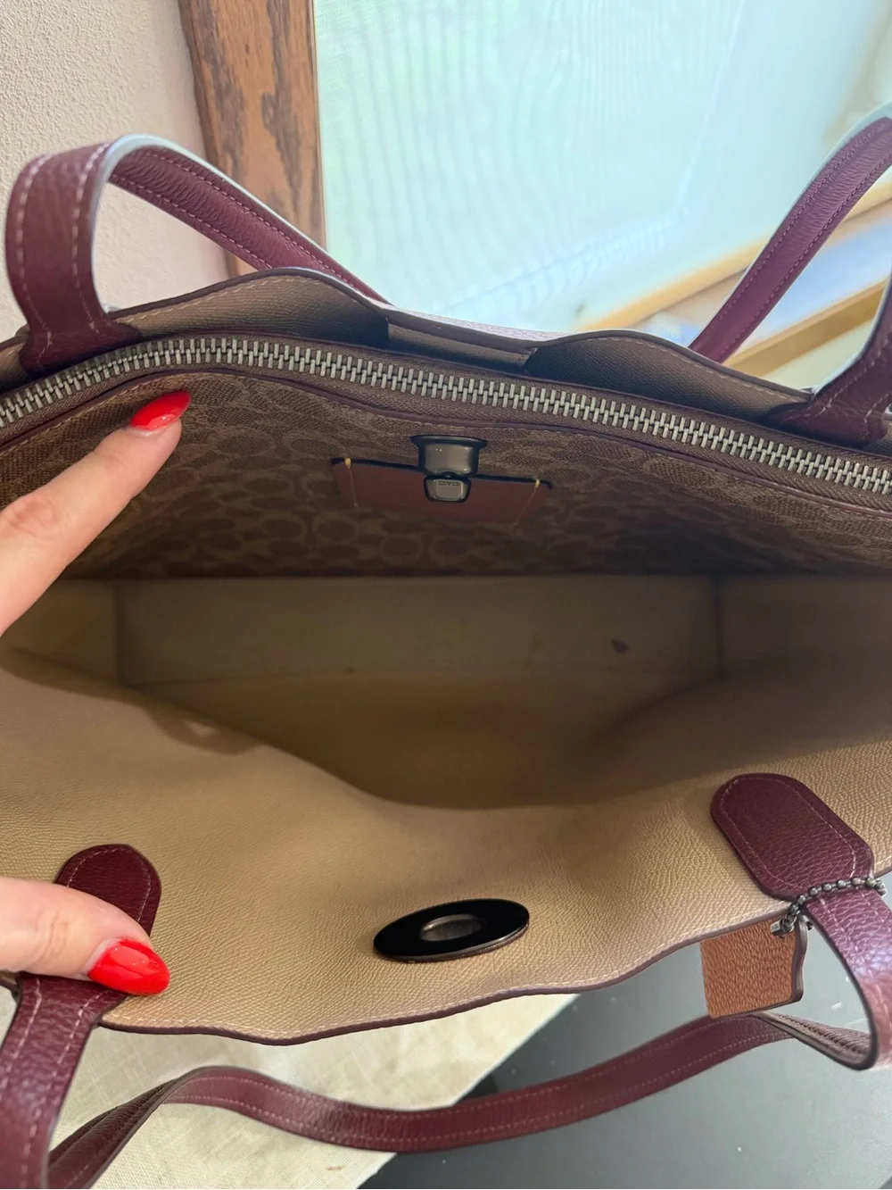 Coach Willow Tote With Pink Colorblock Coated Canvas Leather